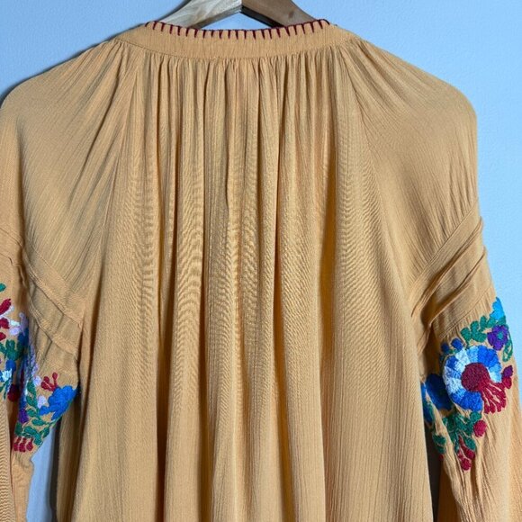 Sundance Catalog Fabled Table Embroidered Blouse Women's Small Gold Floral Flowy - Picture 12 of 13